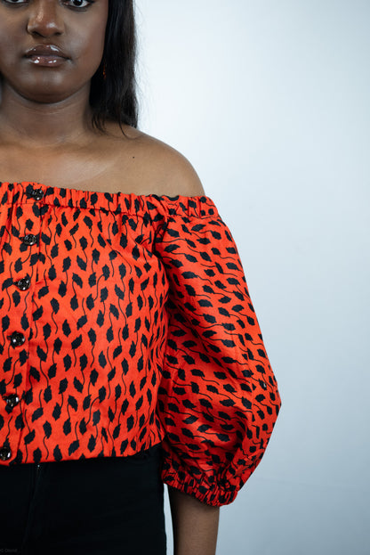 Imani Orange Print Crop Top