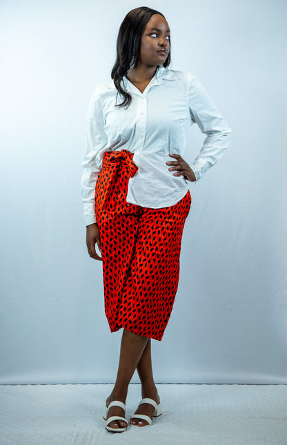 Imani Orange Print Midi Trousers