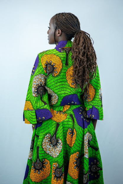 Keziah green Midi Flared Skirt and Cropped Shirt