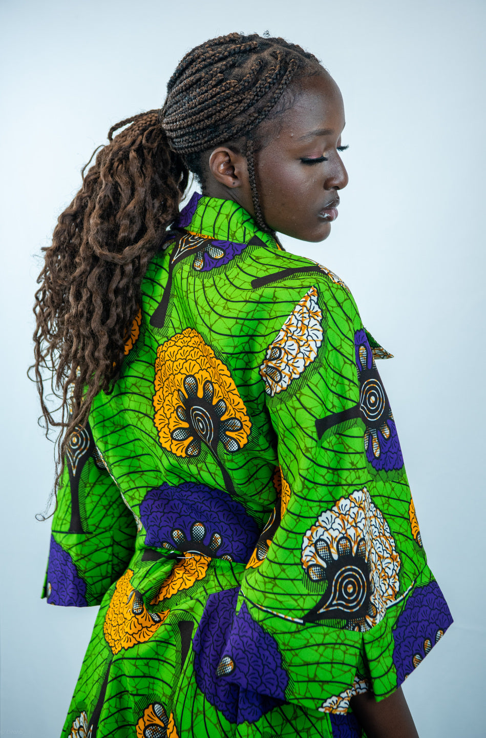 Keziah green Midi Flared Skirt and Cropped Shirt